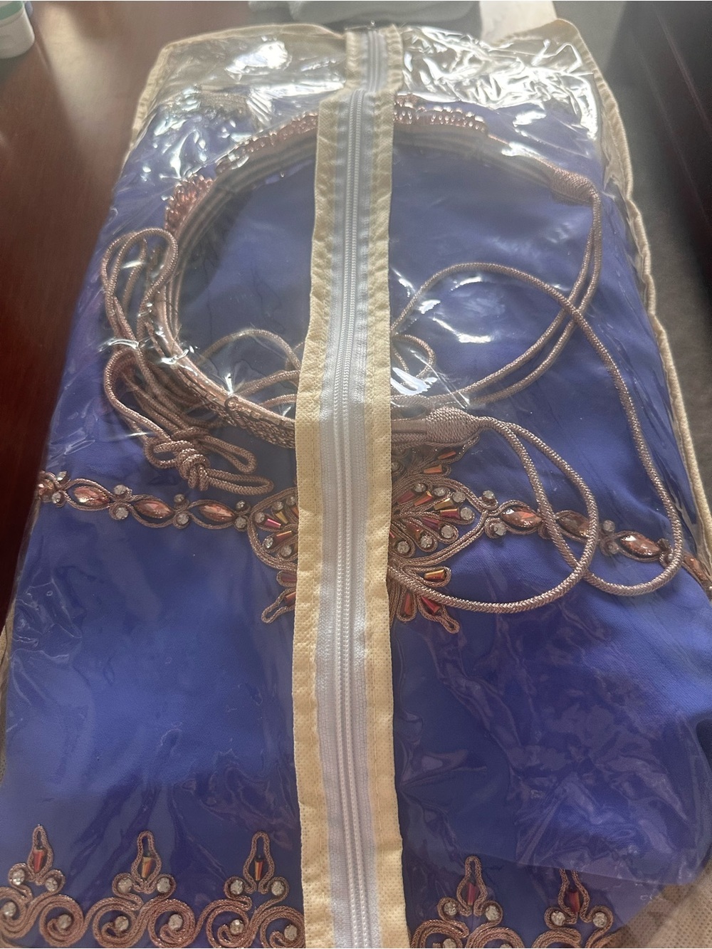 Royal Blue Long Sleeve Embellished Maxi Dress - Picture 4 of 4